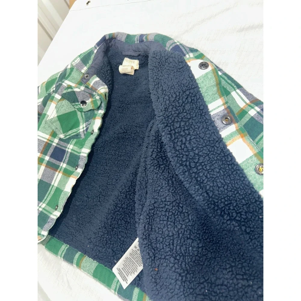 Aspen‎ Kids Toddler Boys Green Plaid Sherpa Lined Flannel Shirt Jacket 2T